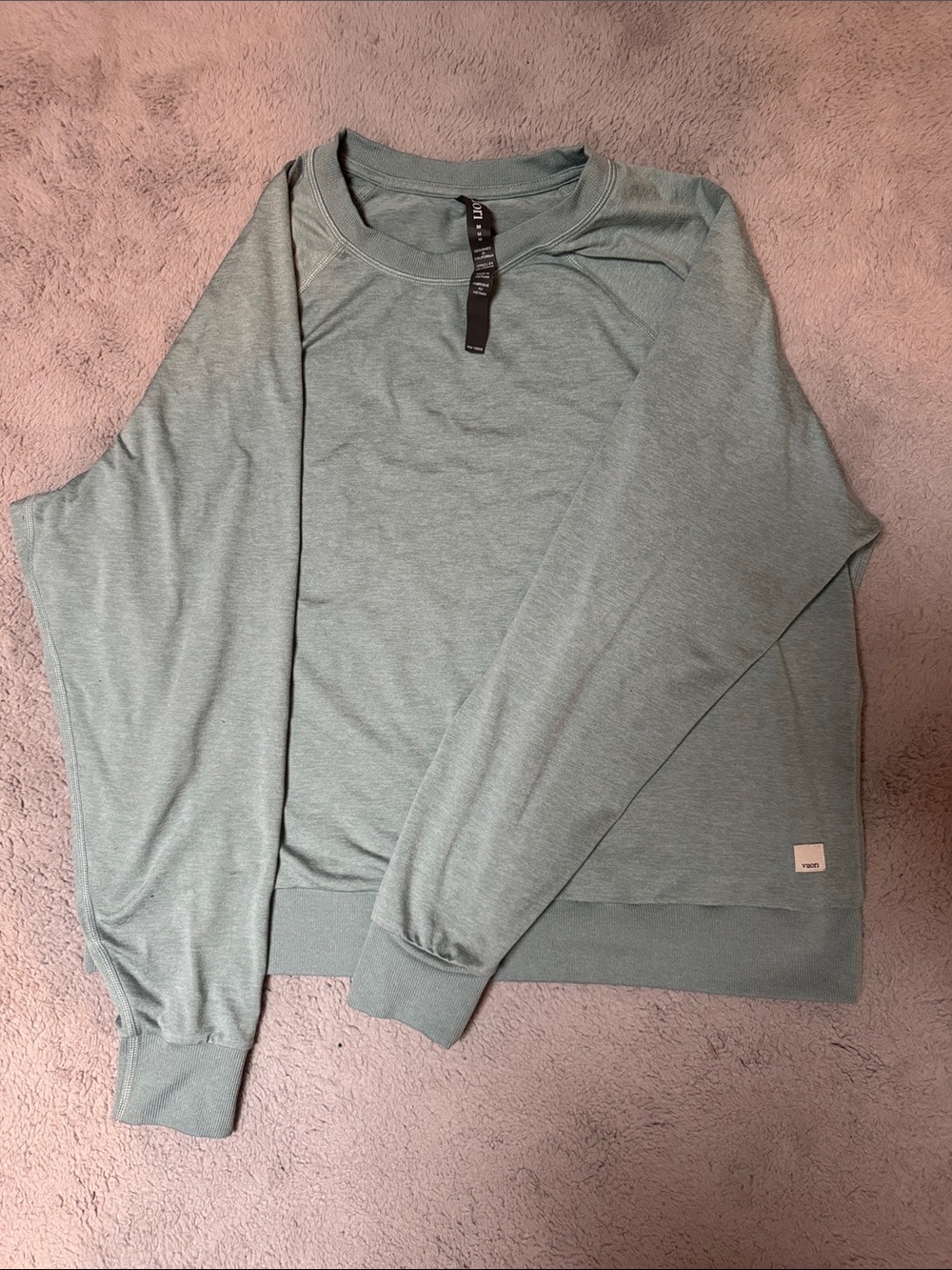 Vuori Lightweight Crewneck Sweatshirt in Sage Green